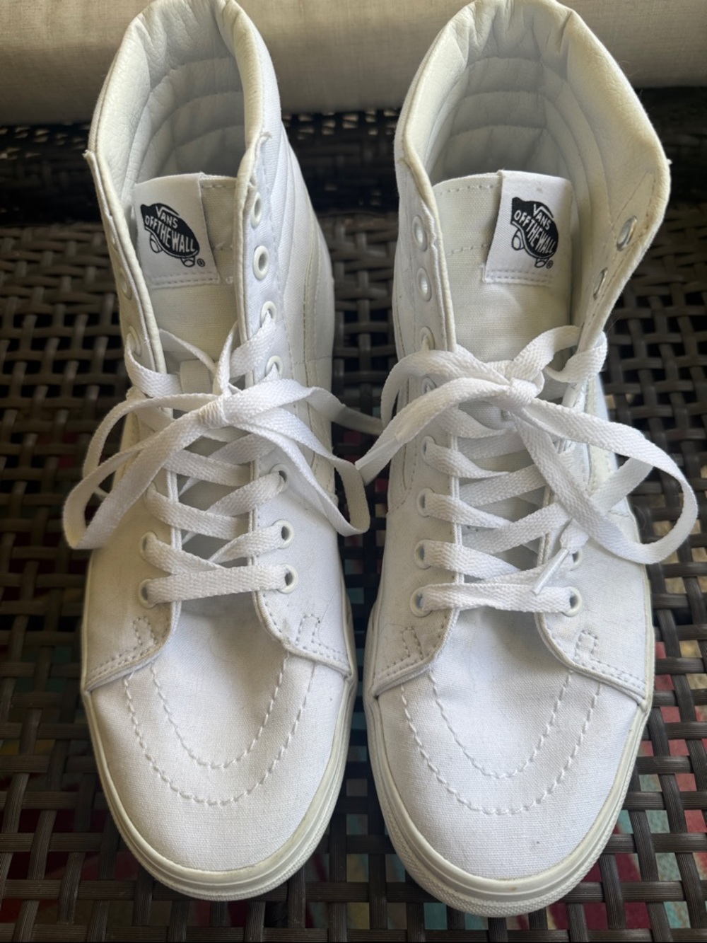 Vans White High-Top Canvas Sneakers Men 9/ Women 10.5
